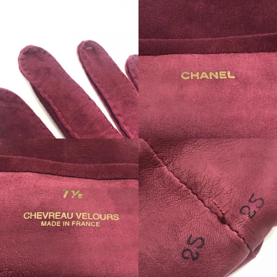 CHANEL シャネル ココマーク ロゴ ステッチ ロング グローブ ファッション小物 手袋 ワインレッド レディース【中古】 | CHANEL | 08