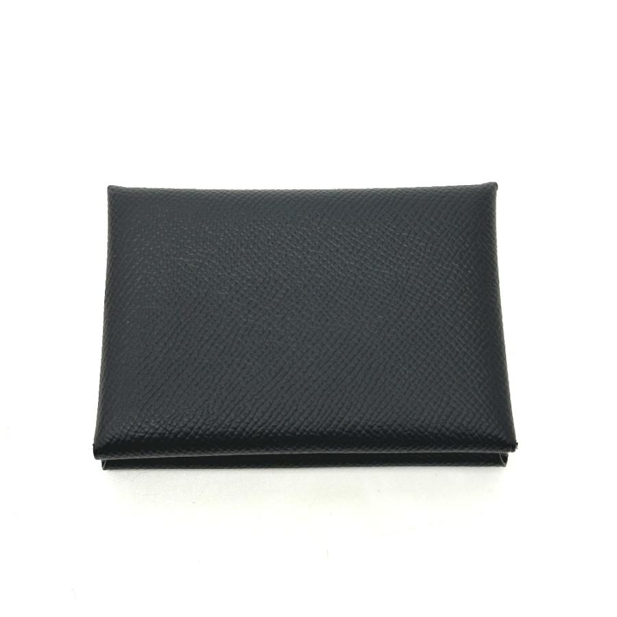 新品同様 HERMES エルメス カルヴィデュオ カルヴィ デュオ カードケース 小銭入れ  財布 名刺入れ 2つ折り ブラック レディース【中古】 | HERMES | 01