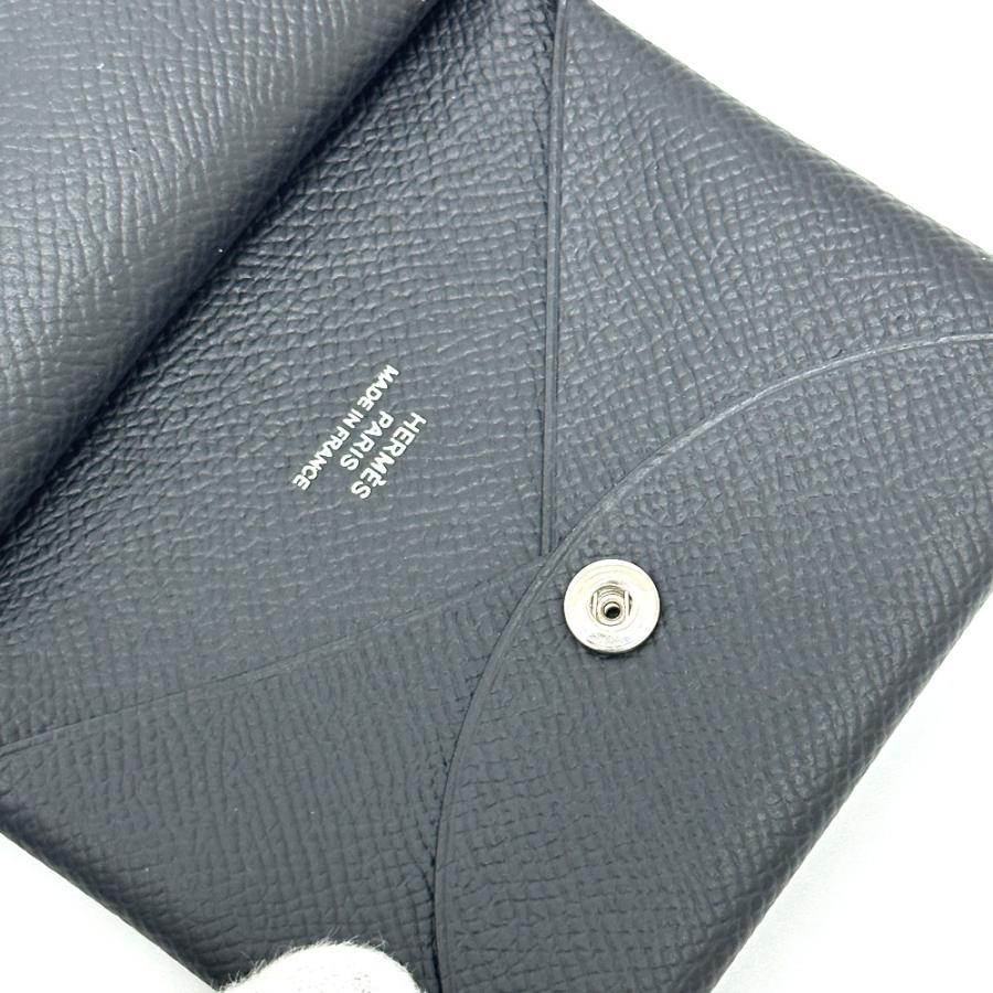 新品同様 HERMES エルメス カルヴィデュオ カルヴィ デュオ カードケース 小銭入れ  財布 名刺入れ 2つ折り ブラック レディース【中古】 | HERMES | 07