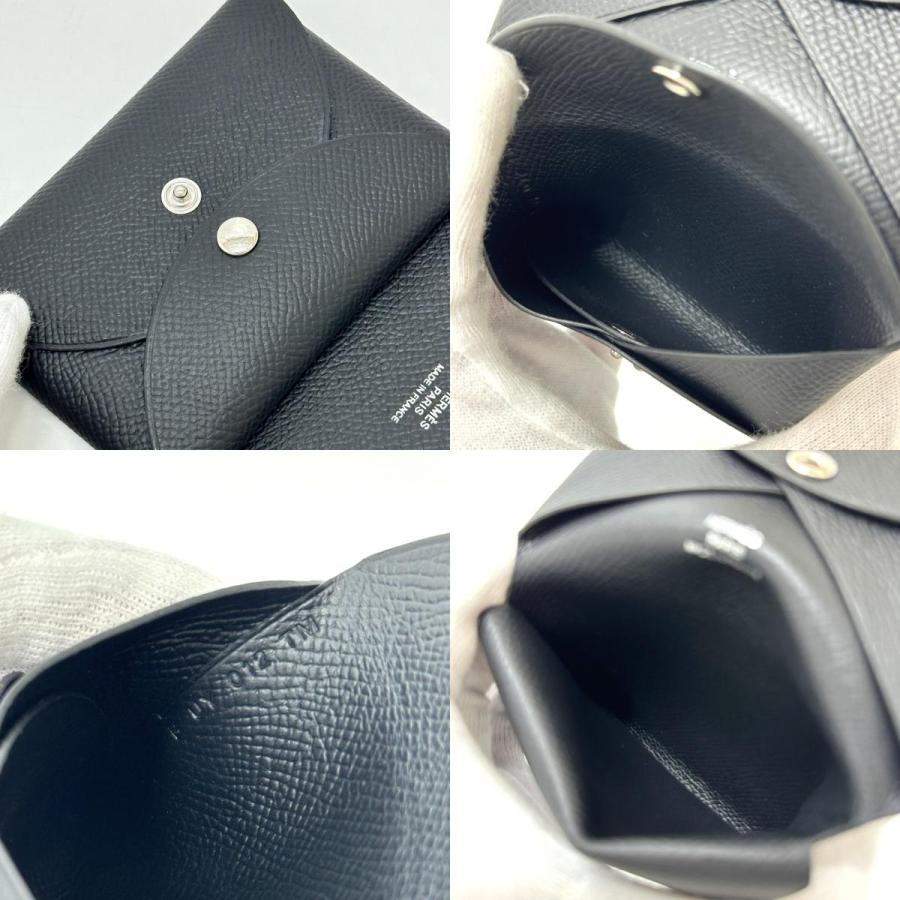 新品同様 HERMES エルメス カルヴィデュオ カルヴィ デュオ カードケース 小銭入れ  財布 名刺入れ 2つ折り ブラック レディース【中古】 | HERMES | 08
