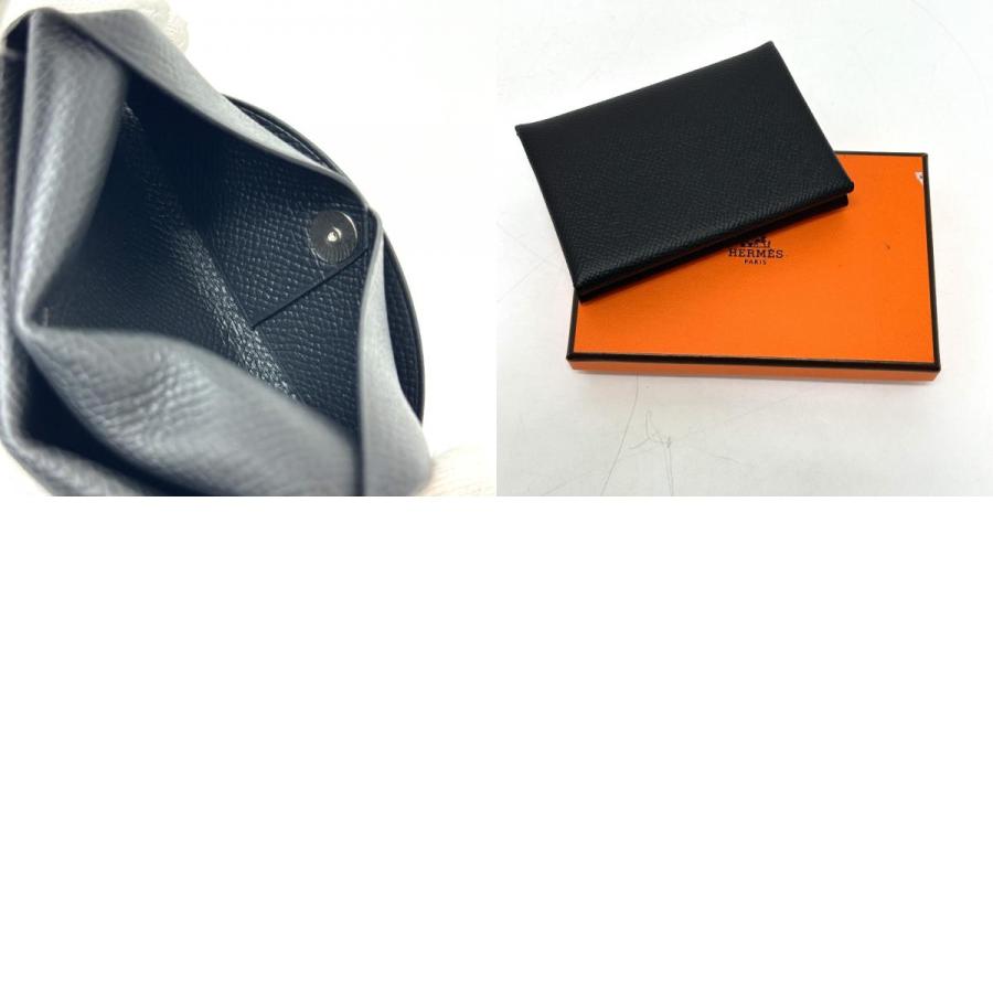 新品同様 HERMES エルメス カルヴィデュオ カルヴィ デュオ カードケース 小銭入れ  財布 名刺入れ 2つ折り ブラック レディース【中古】 | HERMES | 09