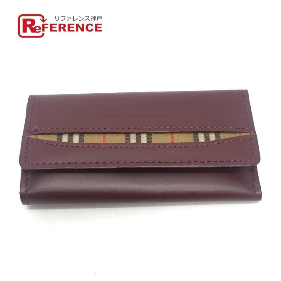 未使用 BURBERRY バーバリー チェック柄 ノバチェック 小物 3連 キーケース ワインレッド ユニセックス【中古】 | BURBERRY