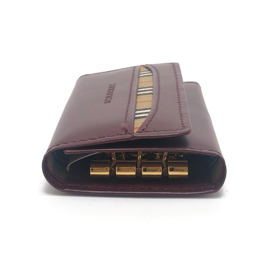 未使用 BURBERRY バーバリー チェック柄 ノバチェック 小物 3連 キーケース ワインレッド ユニセックス【中古】 | BURBERRY | 02
