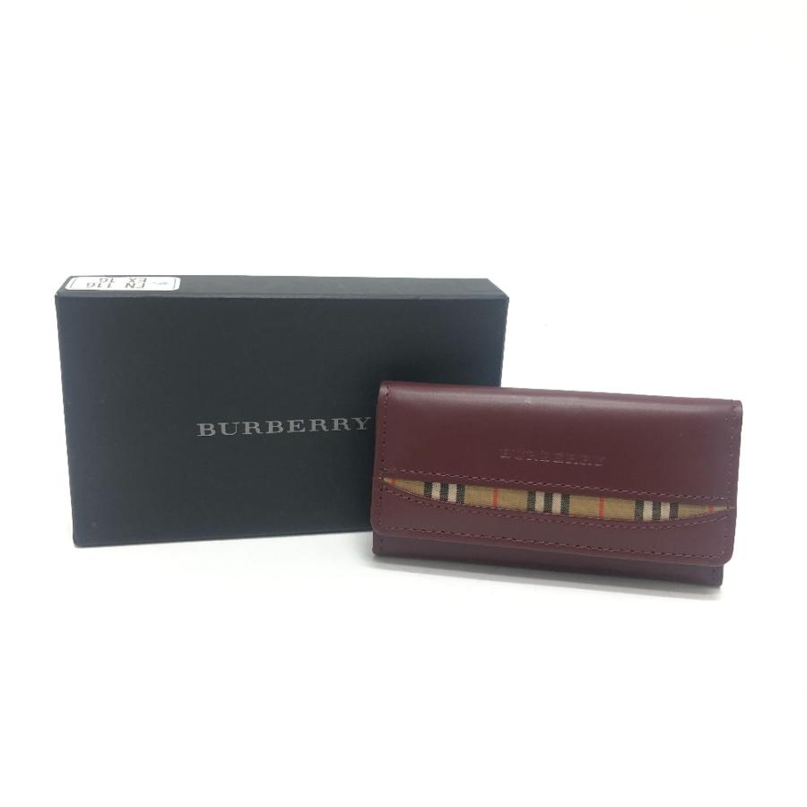 未使用 BURBERRY バーバリー チェック柄 ノバチェック 小物 3連 キーケース ワインレッド ユニセックス【中古】 | BURBERRY | 09