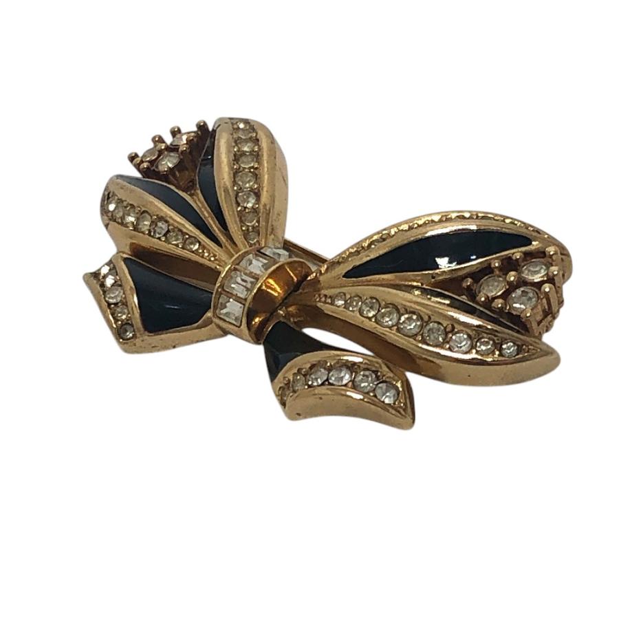 Dior ディオール ラインストーン リボン アクセサリー ファッション小物 ブローチ ゴールド レディース【中古】 |  | 02