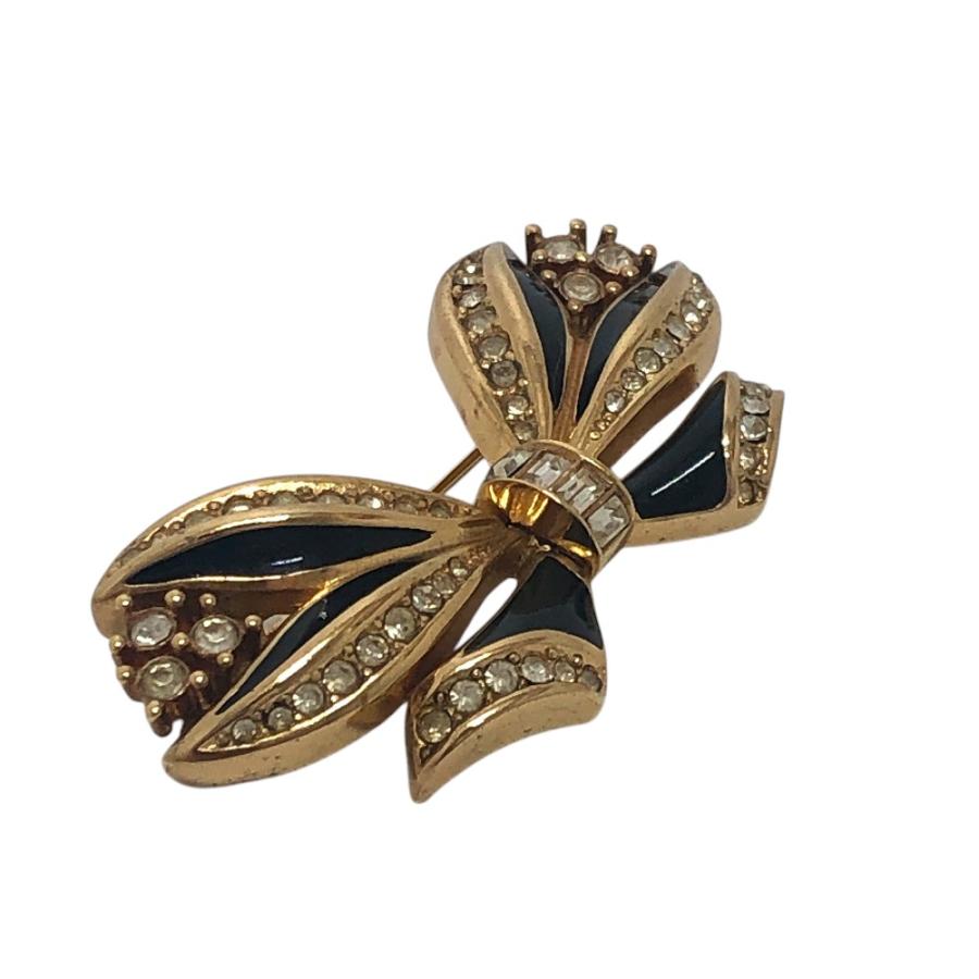 Dior ディオール ラインストーン リボン アクセサリー ファッション小物 ブローチ ゴールド レディース【中古】 |  | 03