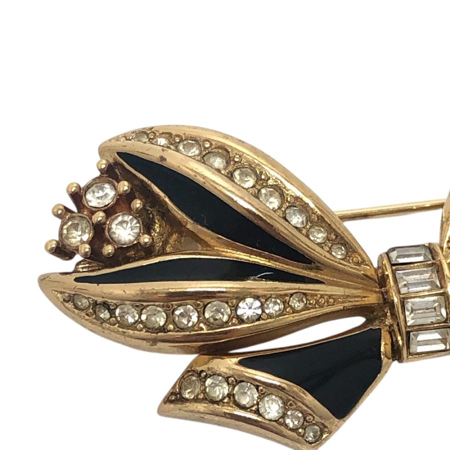 Dior ディオール ラインストーン リボン アクセサリー ファッション小物 ブローチ ゴールド レディース【中古】 |  | 04