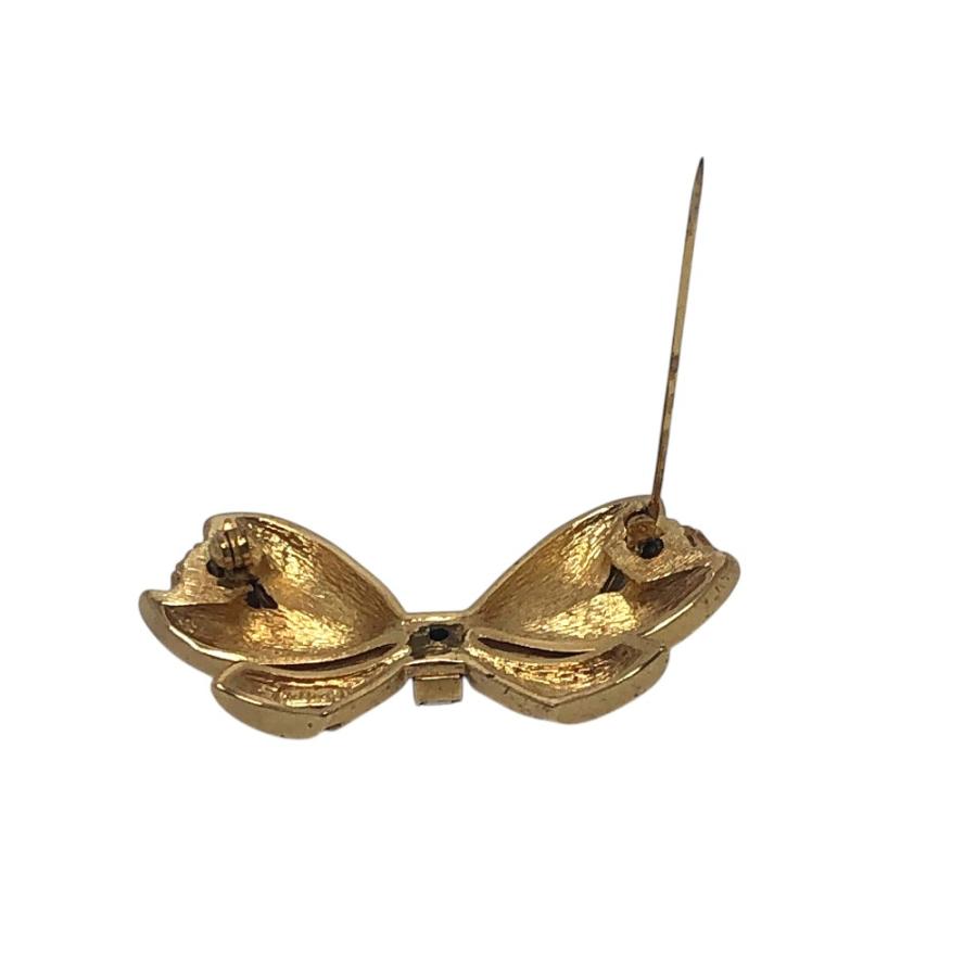 Dior ディオール ラインストーン リボン アクセサリー ファッション小物 ブローチ ゴールド レディース【中古】 |  | 09