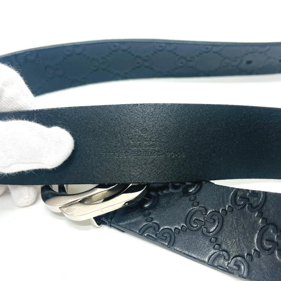 GUCCI グッチ 182320 インターロッキングGバックル アクセサリー シマライン ベルト ブラック メンズ【中古】 | GUCCI | 06