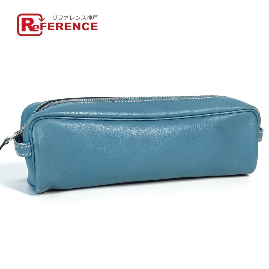 HERMES（エルメス） 筆箱 ステーショナリー ポーチ ペンケース ブルー