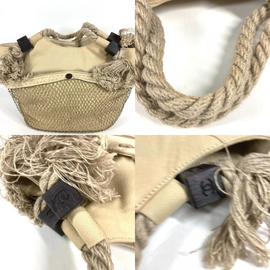 CHANEL シャネル CC ココマーク ロゴ デカココ カバン ショルダーバッグ 肩掛け カバン フィッシュネット ハンドバッグ ベージュ【中古】 | CHANEL | 07