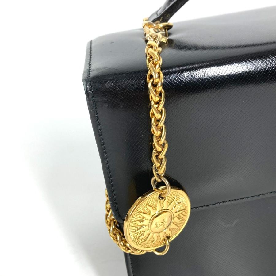 VERSACE ヴェルサーチ サンバースト ロゴ バニティバッグ カバン フラップ チェーン ヴィンテージ ハンドバッグ ブラック 【中古】 |  | 05