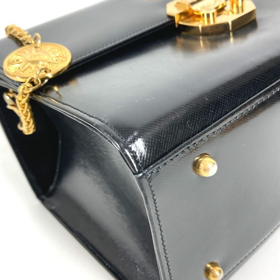 VERSACE ヴェルサーチ サンバースト ロゴ バニティバッグ カバン フラップ チェーン ヴィンテージ ハンドバッグ ブラック 【中古】 |  | 06