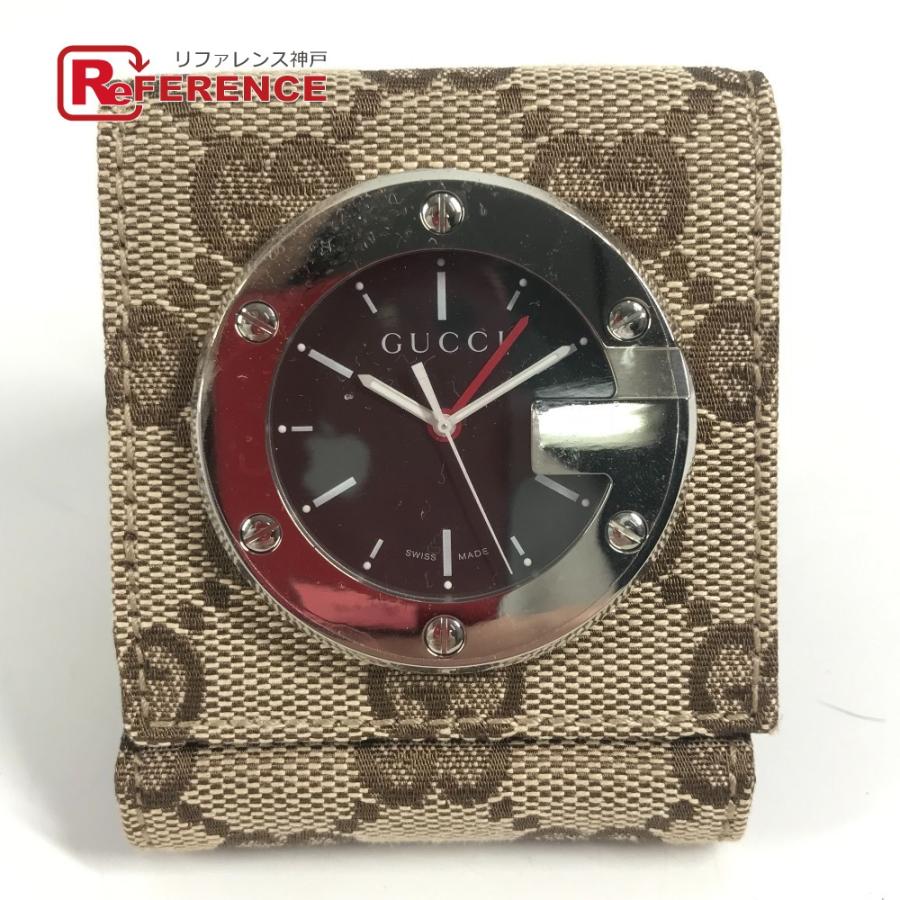 GUCCI グッチ  YC200001 トラベルクロック インテリア 置き時計 GG 置時計 ベージュ ユニセックス【中古】 | GUCCI