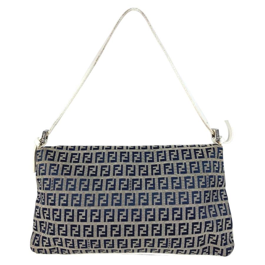 FENDI フェンディ ズッキーノ ロゴ フラップ カバン バッグ 肩掛け フラップ ショルダーバッグ ネイビー ユニセックス【中古】 | FENDI | 01