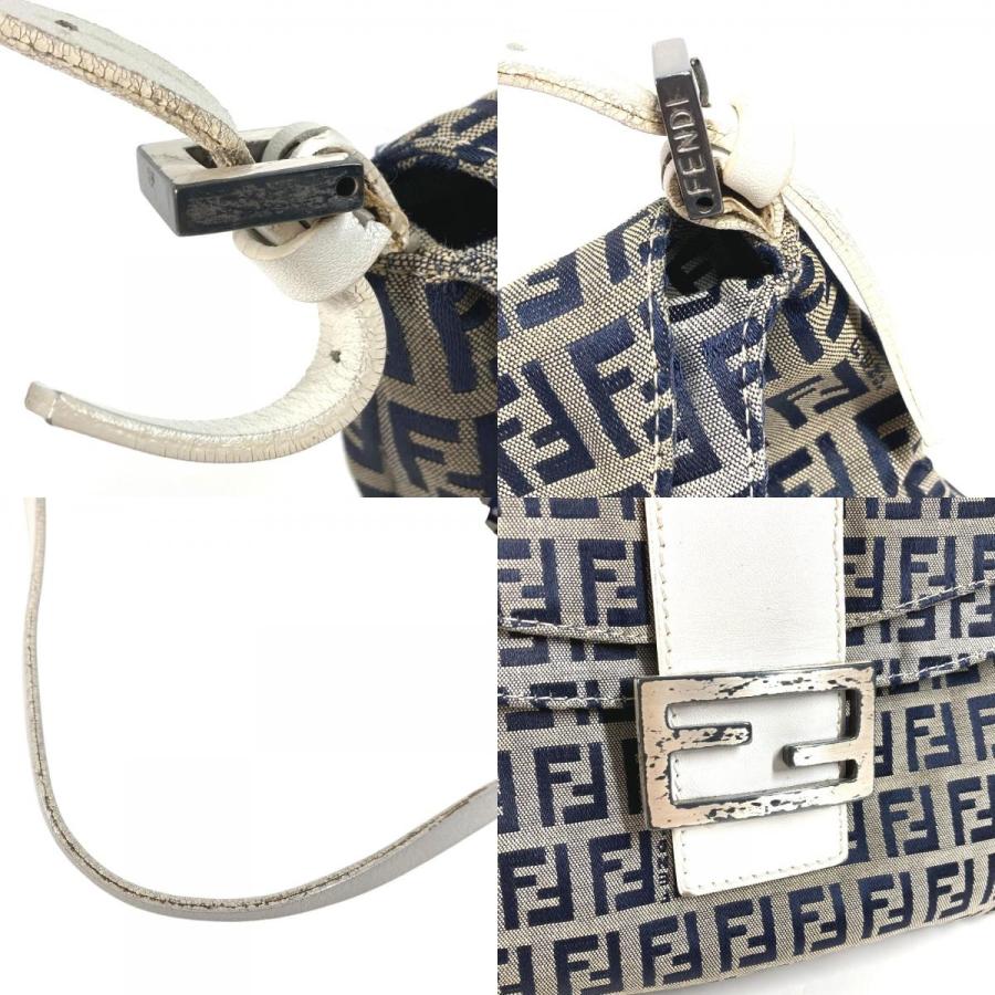 FENDI フェンディ ズッキーノ ロゴ フラップ カバン バッグ 肩掛け フラップ ショルダーバッグ ネイビー ユニセックス【中古】 | FENDI | 07