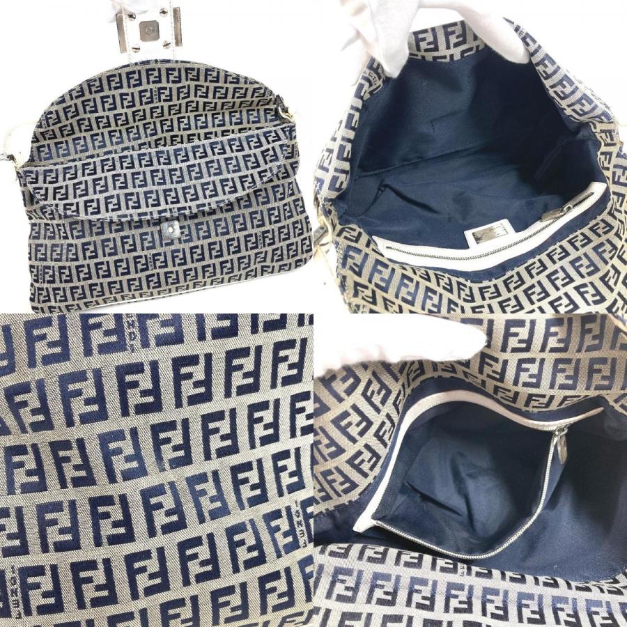 FENDI フェンディ ズッキーノ ロゴ フラップ カバン バッグ 肩掛け フラップ ショルダーバッグ ネイビー ユニセックス【中古】 | FENDI | 08