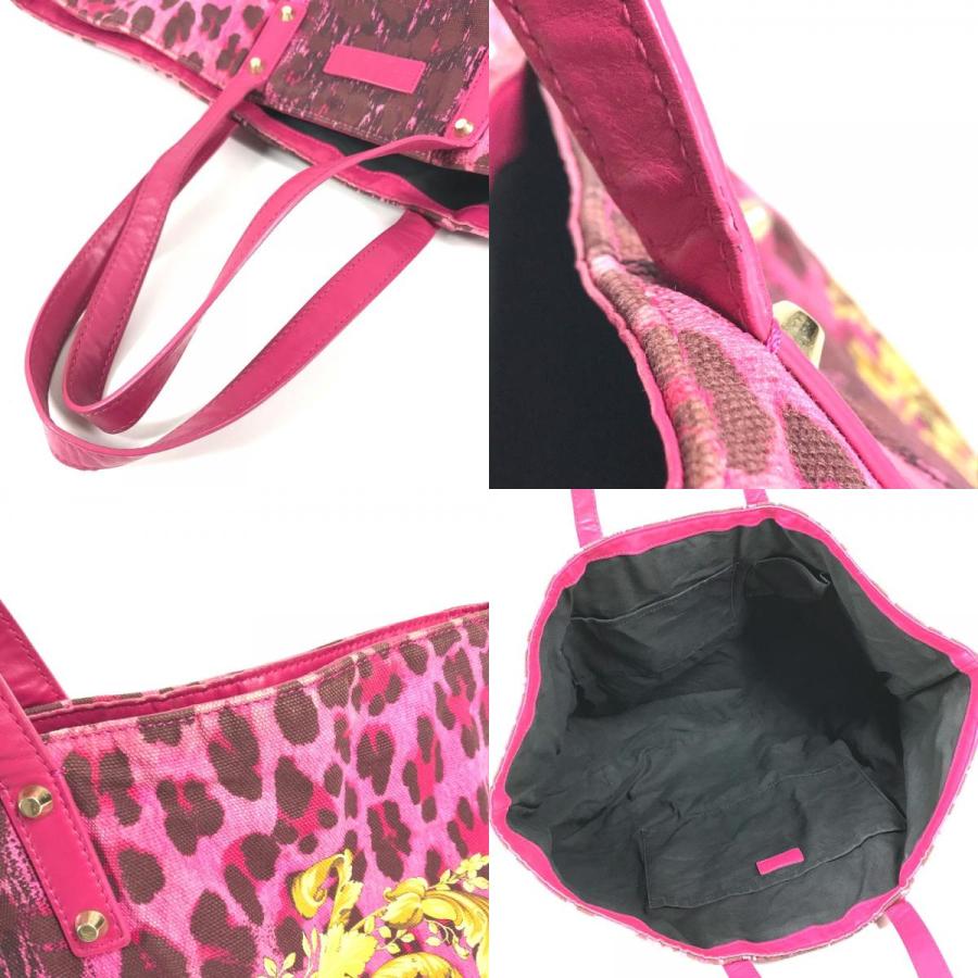 VERSACE ヴェルサーチ ロゴ 総柄 カバン トートバッグ 肩掛け ショルダーバッグ ピンク ユニセックス【中古】 |  | 07