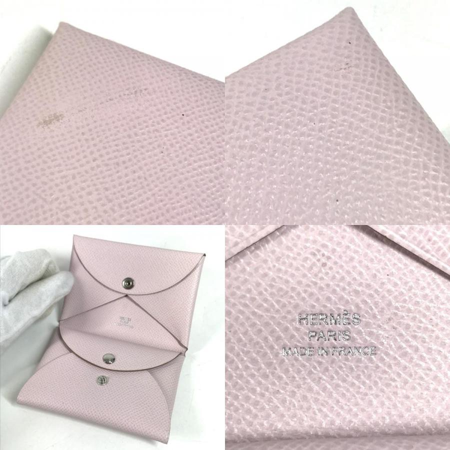 美品 HERMES エルメス カルヴィデュオ カルヴィ　デュオ カードケース 小銭入れ 財布 2つ折り財布 モーヴペール ピンク レディース【中古】 | HERMES | 07