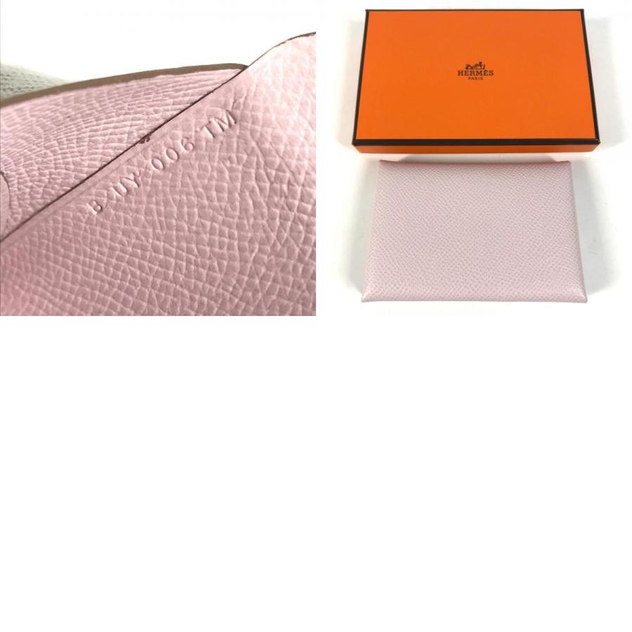 美品 HERMES エルメス カルヴィデュオ カルヴィ　デュオ カードケース 小銭入れ 財布 2つ折り財布 モーヴペール ピンク レディース【中古】 | HERMES | 09