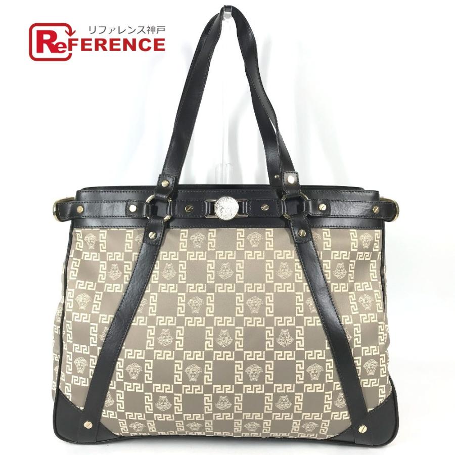 VERSACE ヴェルサーチ ロゴ メデューサ 肩掛け カバン トートバッグ ショルダーバッグ ベージュ ユニセックス【中古】 | 