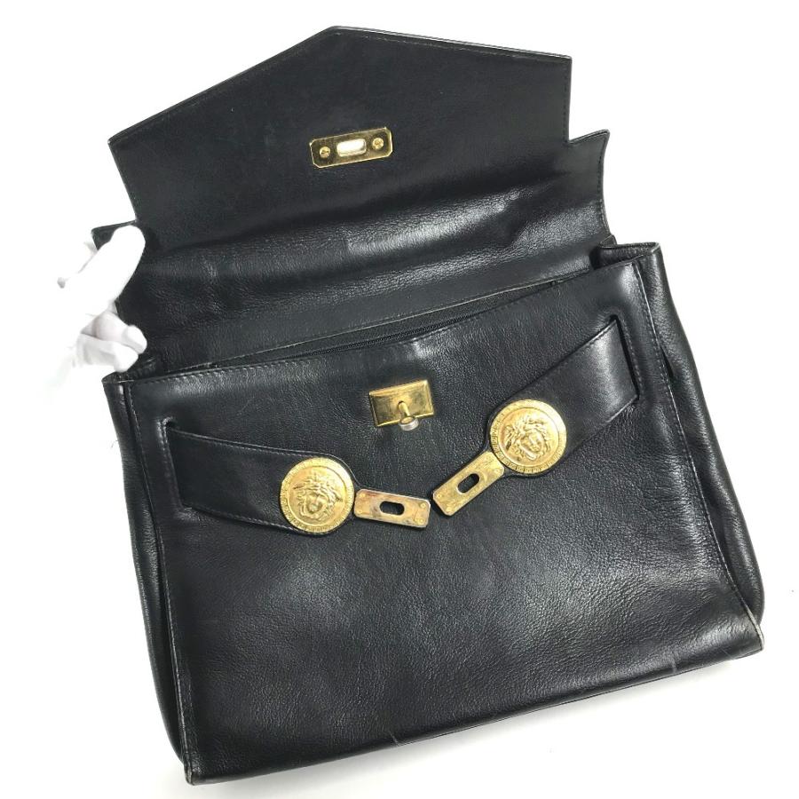 VERSACE ヴェルサーチ ロゴ メデューサ カバン フラップ トートバッグ ヴィンテージ ハンドバッグ ブラック ユニセックス【中古】 |  | 05
