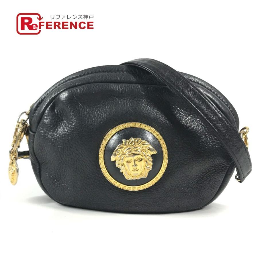 VERSACE ヴェルサーチ ロゴ ビッグ メデューサ 斜め掛け カバン ポシェット ヴィンテージ ショルダーバッグ ブラック ユニセックス【中古】 | 
