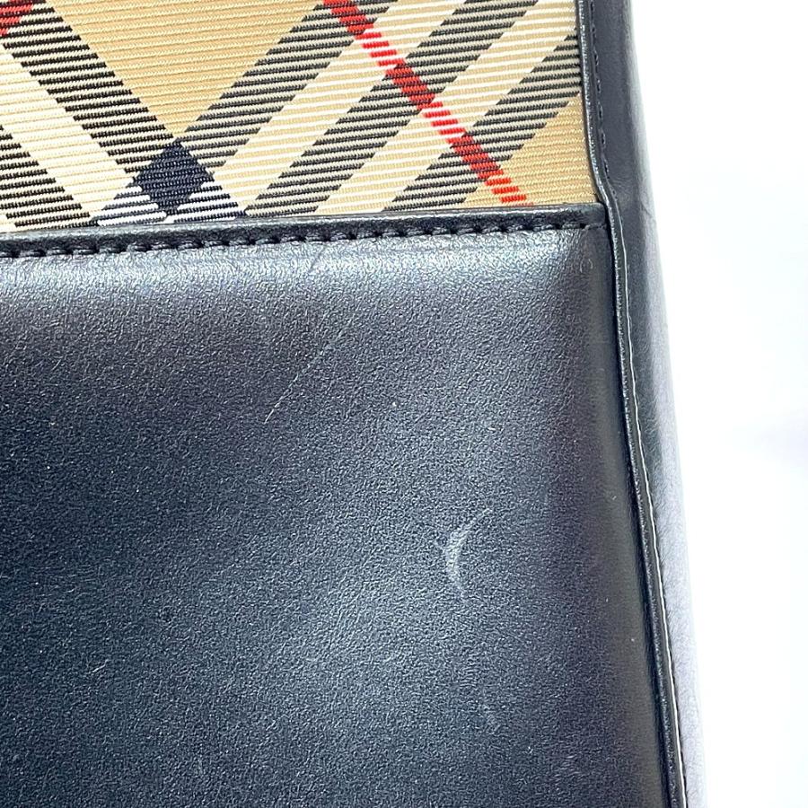 BURBERRY バーバリー チェック スクエア型 肩掛け ショルダーバッグ レザー ブラック×ベージュ レディース【中古】 | BURBERRY | 03