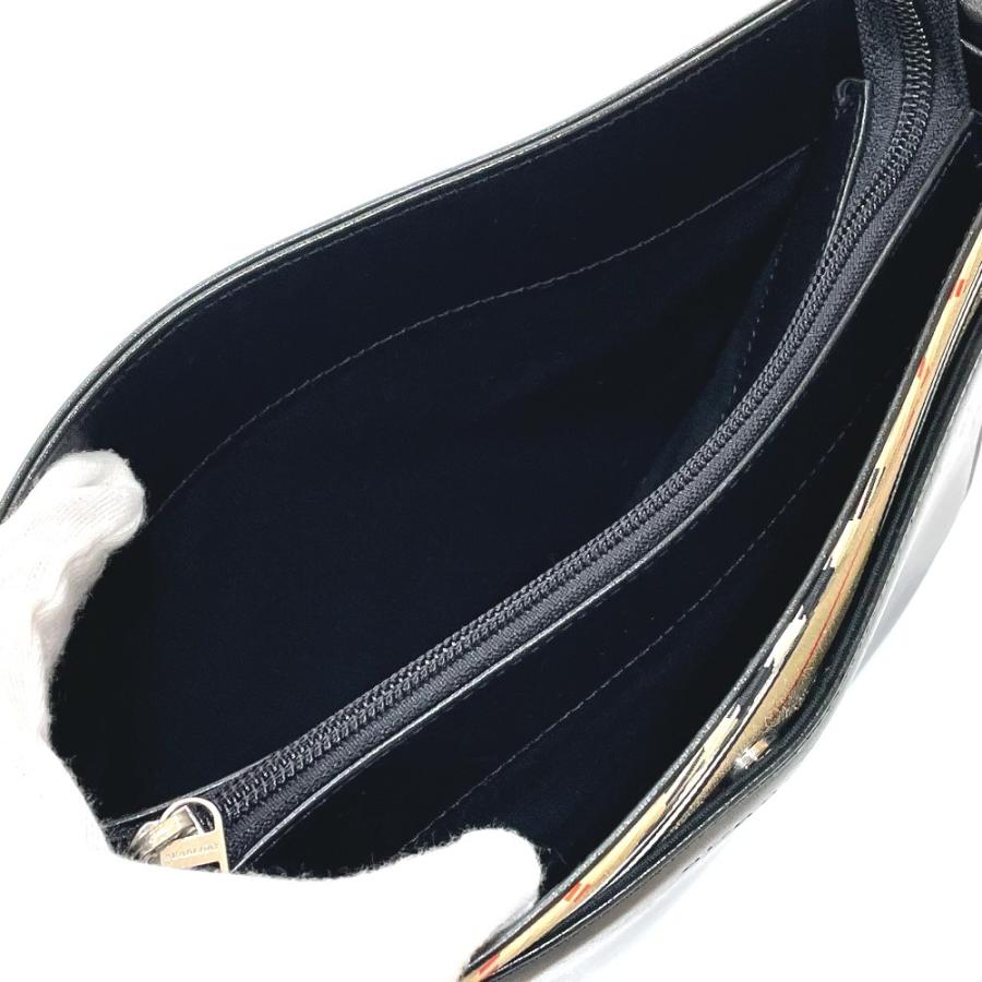 BURBERRY バーバリー チェック スクエア型 肩掛け ショルダーバッグ レザー ブラック×ベージュ レディース【中古】 | BURBERRY | 07