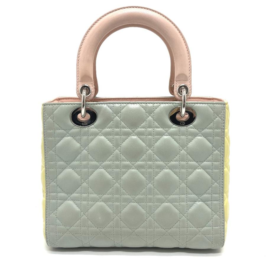 Dior ディオール カナージュ レディディオール 2WAY ショルダーバッグ ハンドバッグ レザー ブルー×イエロー×ピンク レディース【中古】