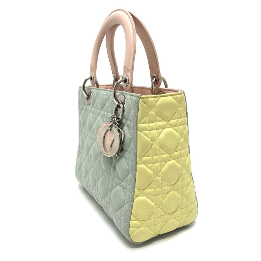 Dior ディオール カナージュ レディディオール 2WAY ショルダーバッグ ハンドバッグ レザー ブルー×イエロー×ピンク レディース【中古】