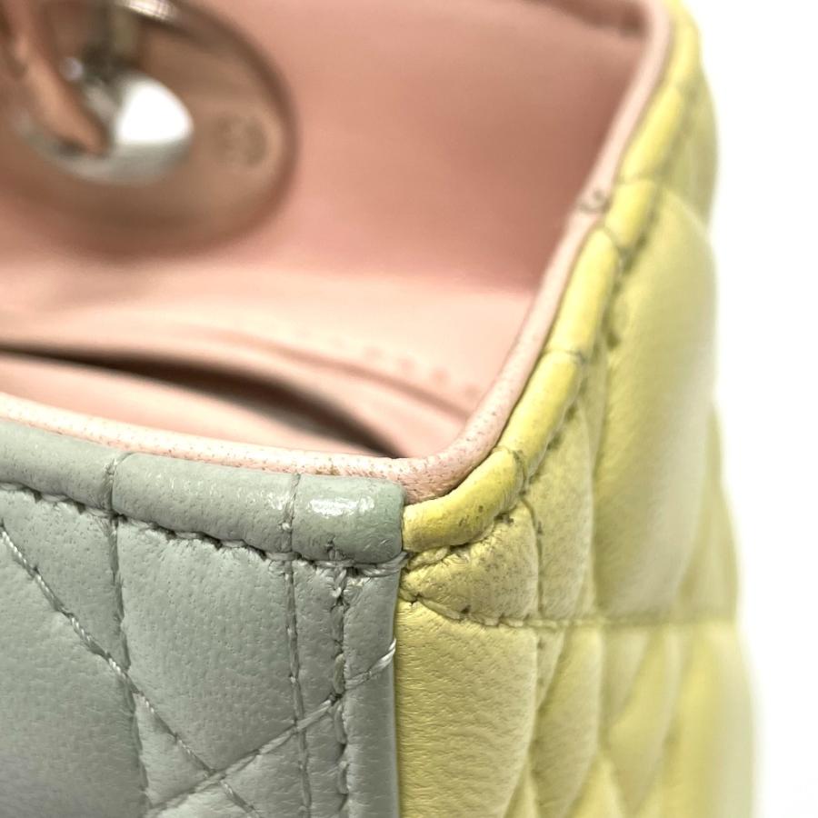 Dior ディオール カナージュ レディディオール 2WAY ショルダーバッグ ハンドバッグ レザー ブルー×イエロー×ピンク レディース【中古】