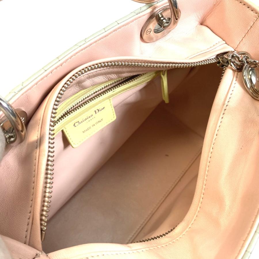 Dior ディオール カナージュ レディディオール 2WAY ショルダーバッグ ハンドバッグ レザー ブルー×イエロー×ピンク レディース【中古】