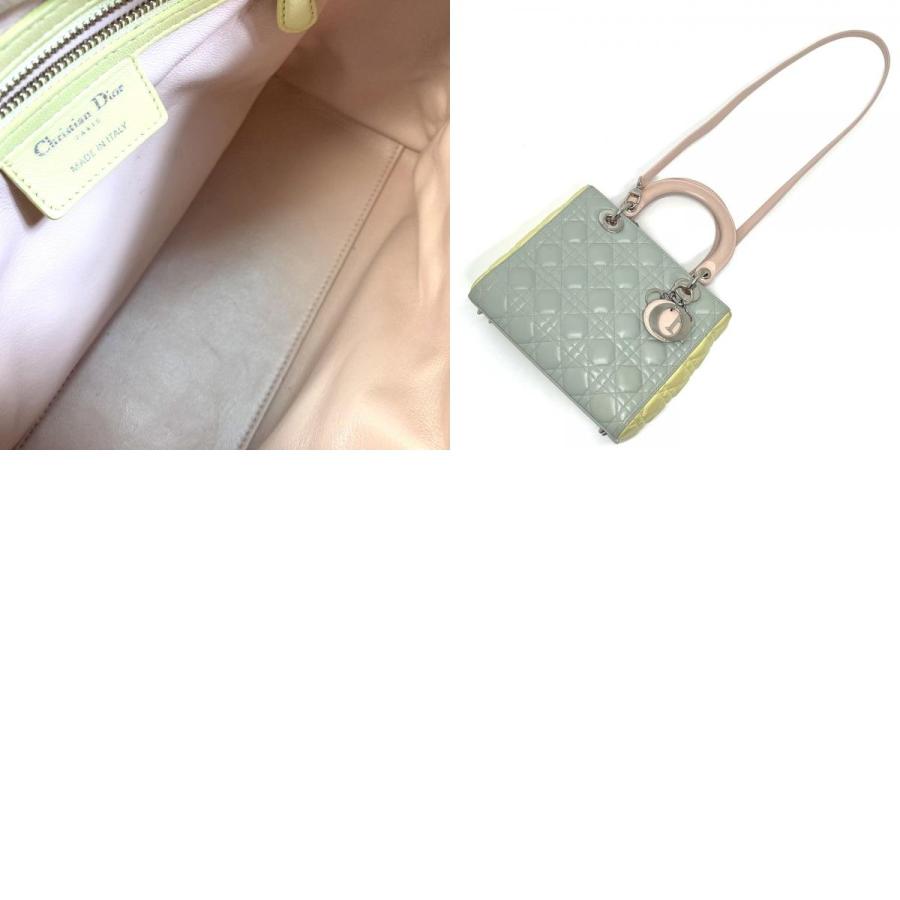 Dior ディオール カナージュ レディディオール 2WAY ショルダーバッグ ハンドバッグ レザー ブルー×イエロー×ピンク レディース【中古】