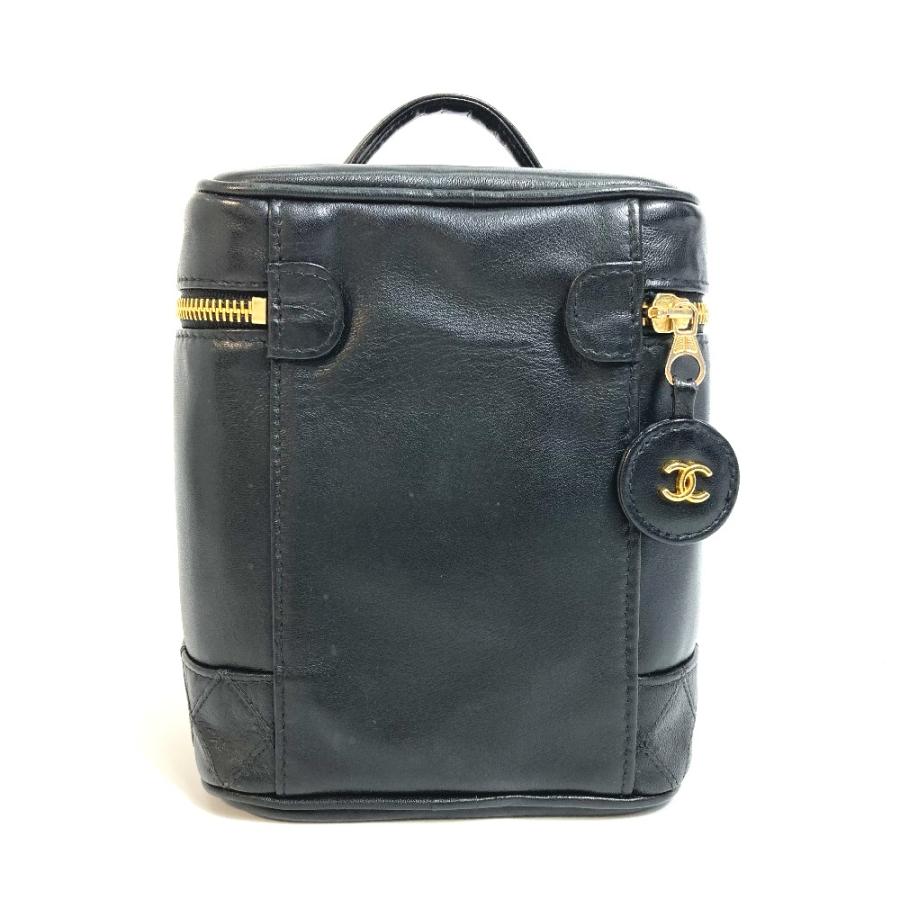 CHANEL　ビコローレ　ココマーク　縦型バニティバッグ　ラムスキン　ブラック CHANEL シャネル ビコローレ縦型バニティ バニティバッグ