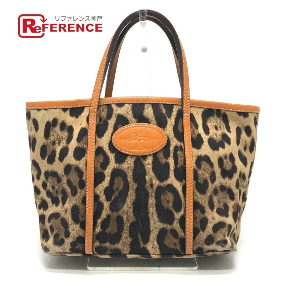 DOLCE&GABBANA ドルチェアンドガッバーナ レオパード ヒョウ柄 カバン ハンドバッグ ドルガバ トートバッグ ブラウン×オレンジ 【中古】 | 