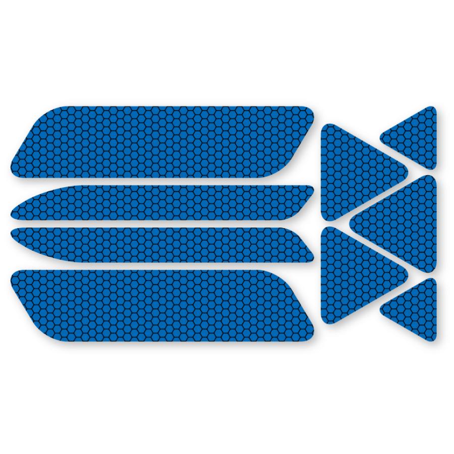 反射ステッカー9枚セット (ブルー) 再帰反射 反射板代用 ドア バックドア 追突防止 ハニカム柄 屋外耐候 | 