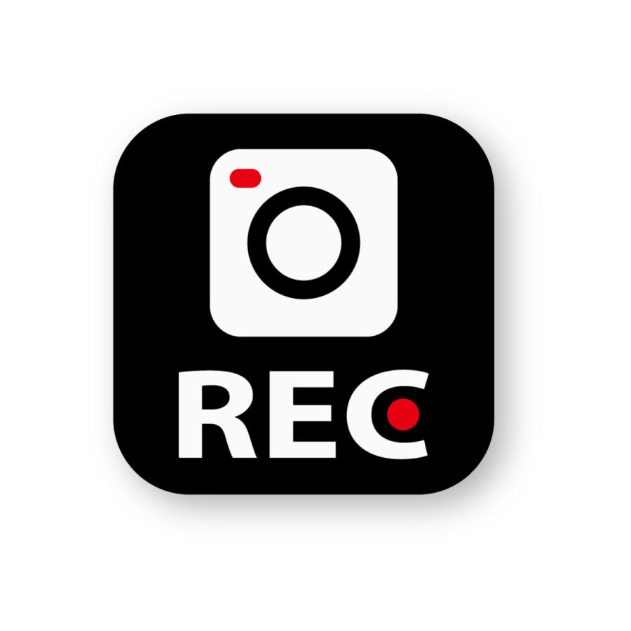 ドラレコステッカー ドライブレコーダーステッカー(スクエアREC黒) Sサイズ 再帰反射 ドラレコ ダミー シンブル 盗難防止 | 