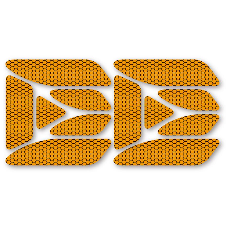 反射ステッカー12枚セット (オレンジ) 再帰反射 反射板代用 ドア バックドア 追突防止 ハニカム柄 橙 | 