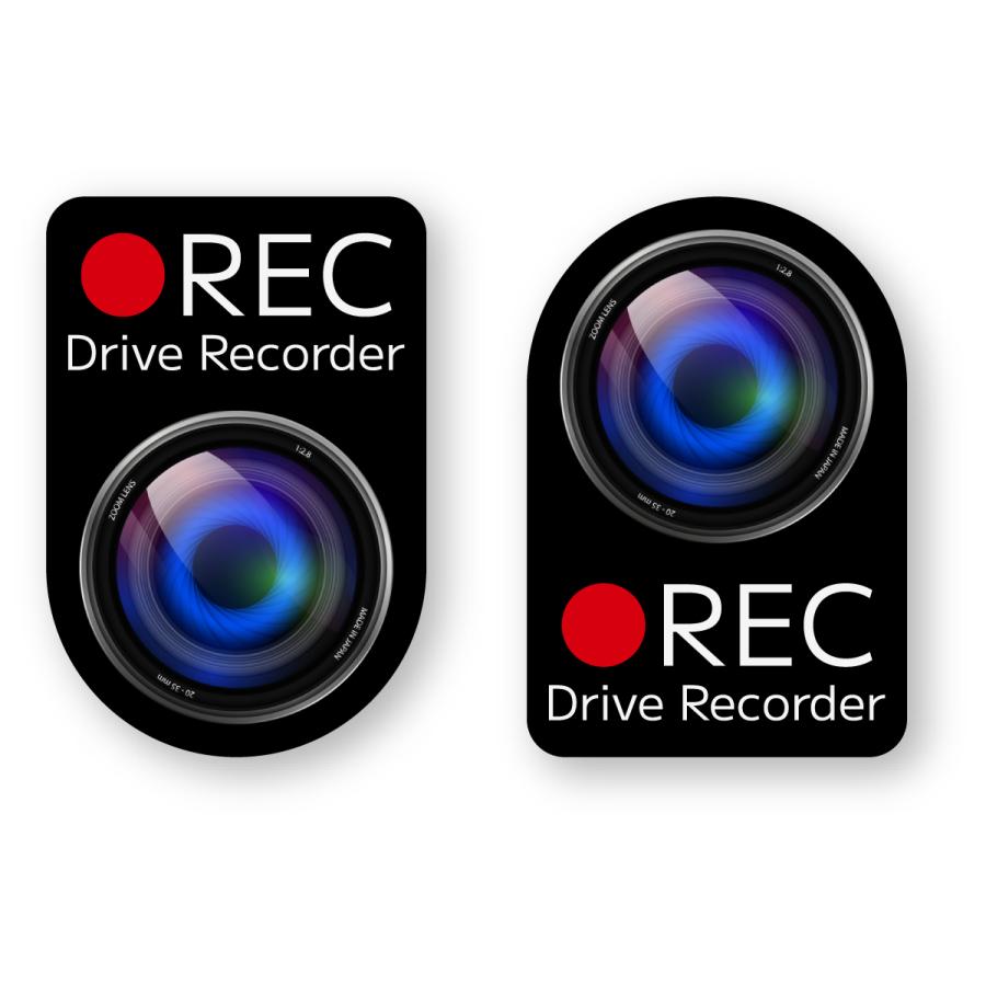 ドラレコステッカー 上下2枚組 ブラック 再帰反射 耐候5年 ドライブレコーダー REC 録画中 かわいい ラパン ルークス N-BOXに | 