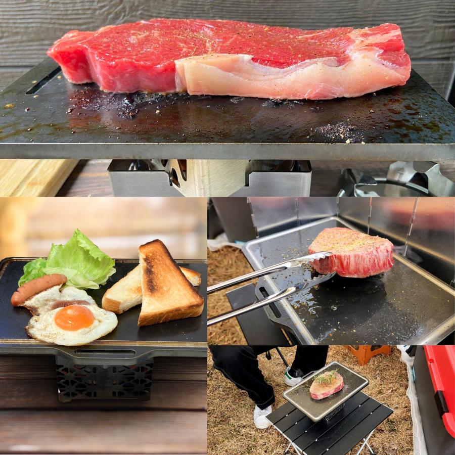 日本製 焚き火台 BBQ 薪入れ簡単 組み立て式 アウトドア 同時調理可能 コンパクト収納 多人数対応 取手付 カセットコンロ 鉄板プレート 冬キャンプ 野営キャンプ |  | 14