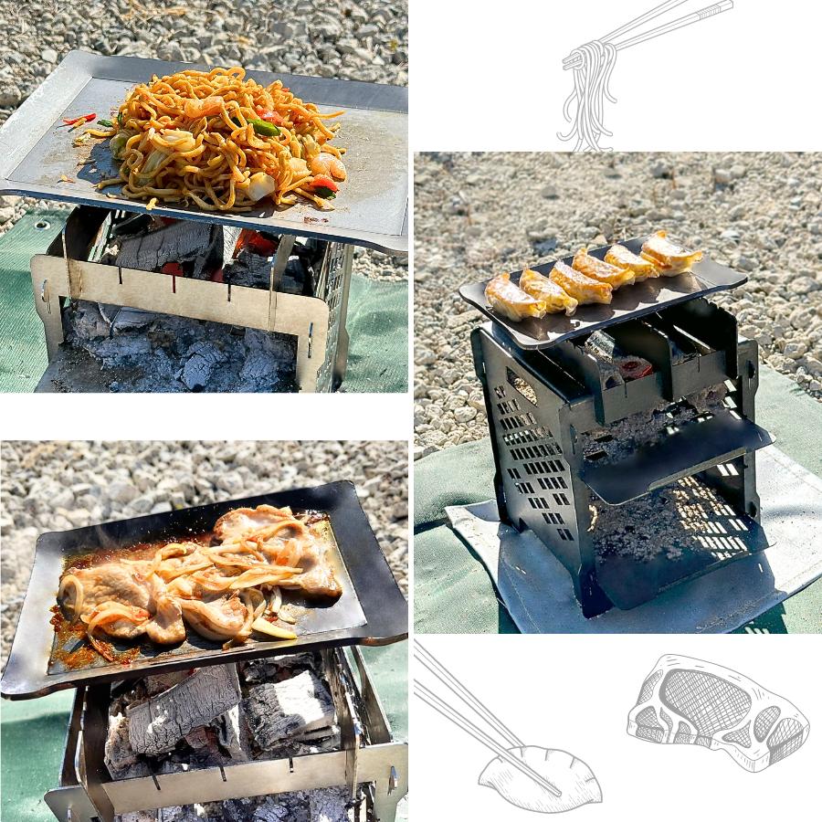 焚き火台Sサイズ 焼き鳥器 ソロ用 小型 BBQコンロ BBQグリル 調理器具 バーベキューグッズ 直火調理 レビュークーポン有 夫婦 デュオキャンプ 雪 冬キャンプ |  | 04