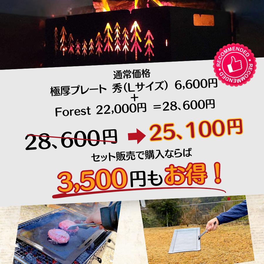 【お得セット】 グリルセット 焚き火台 たき火台 組立式 取手 鉄板 黒皮鉄 プレート Lサイズ ファミリー バーベキュー  一式 焼き網付 収納袋付 冬キャンプ |  | 01