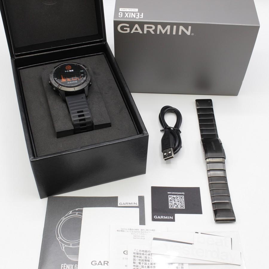 【美品】Garmin fenix 6 Pro Dual Power Ti Carbon Gray DLC/Carbon Gray DLC Ti 010-02410-35 スマートウォッチ 本体 | 