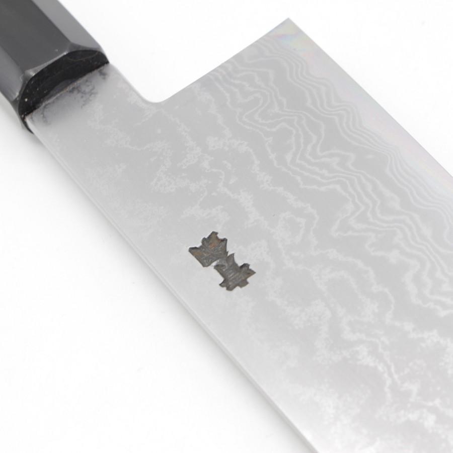 【未使用】堺實光 別誂 青鋼ダマスカス 牛刀 七寸 銀巻黒檀柄 刃渡り約210mm 和牛刀 包丁 |  | 07