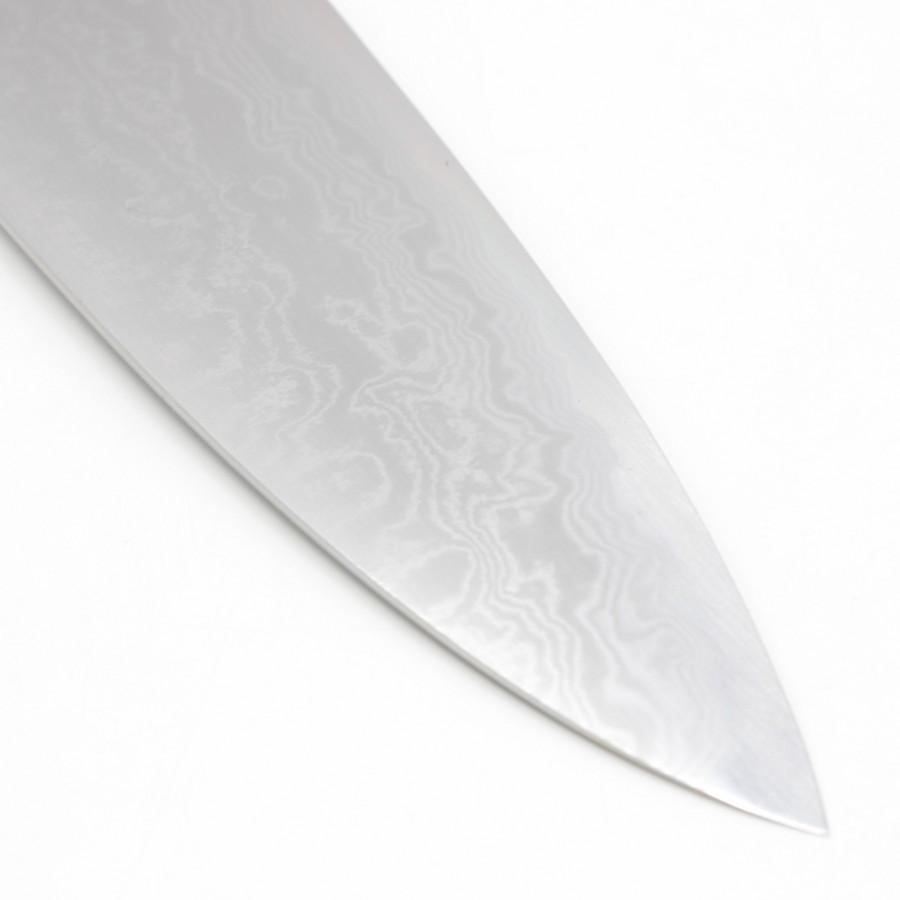 【未使用】堺實光 別誂 青鋼ダマスカス 牛刀 七寸 銀巻黒檀柄 刃渡り約210mm 和牛刀 包丁 |  | 08