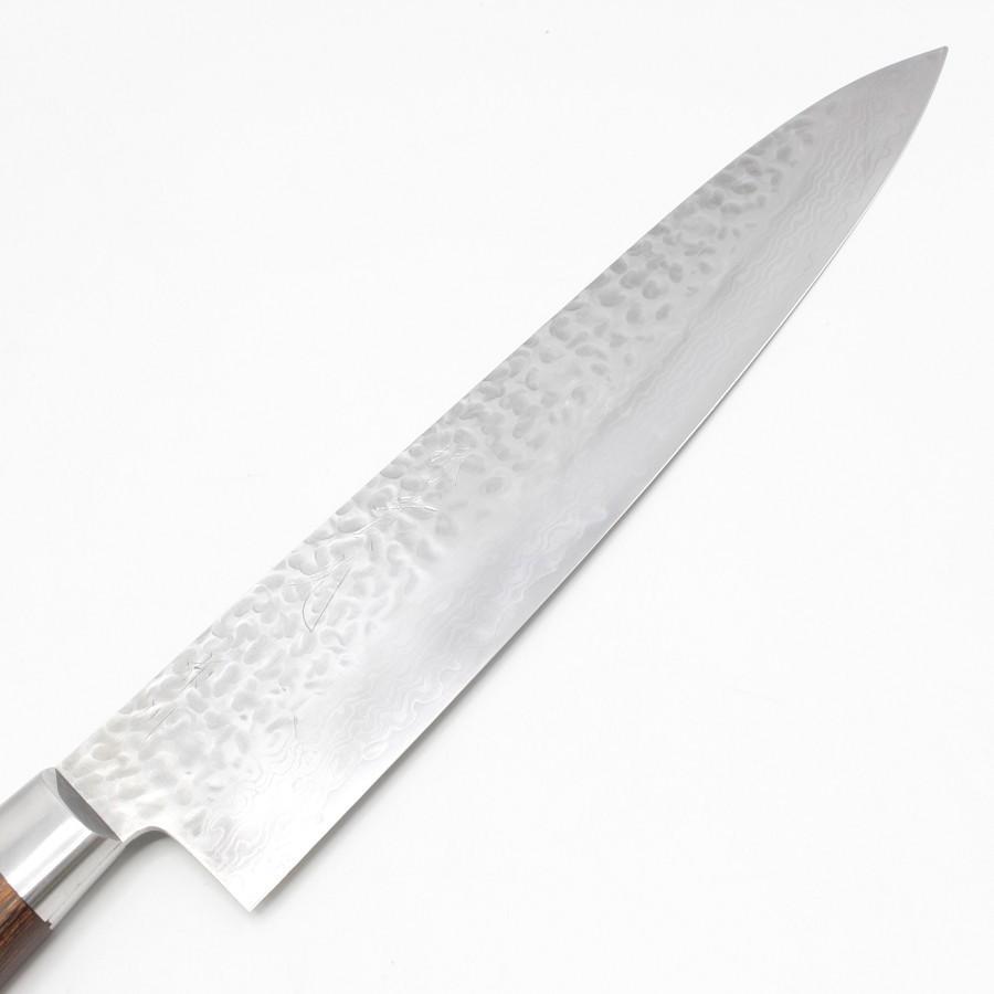 堺實光 ミルフィーユ 牛刀 槌目 割込 ダマスカス鋼 八寸 鍔付柄 刃渡り約240mm 洋包丁 |  | 01