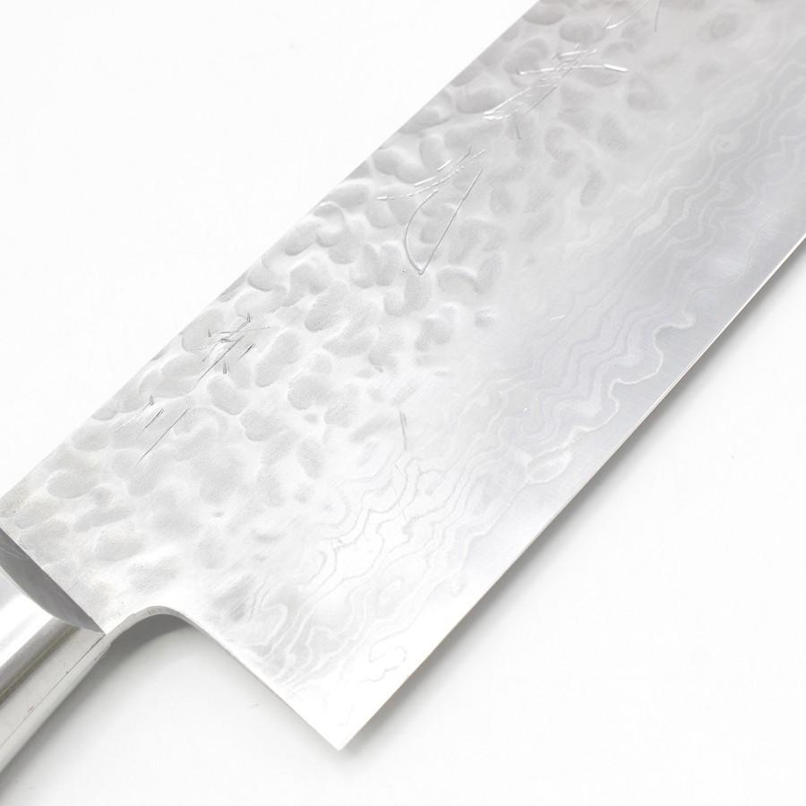 堺實光 ミルフィーユ 牛刀 槌目 割込 ダマスカス鋼 八寸 鍔付柄 刃渡り約240mm 洋包丁 |  | 03