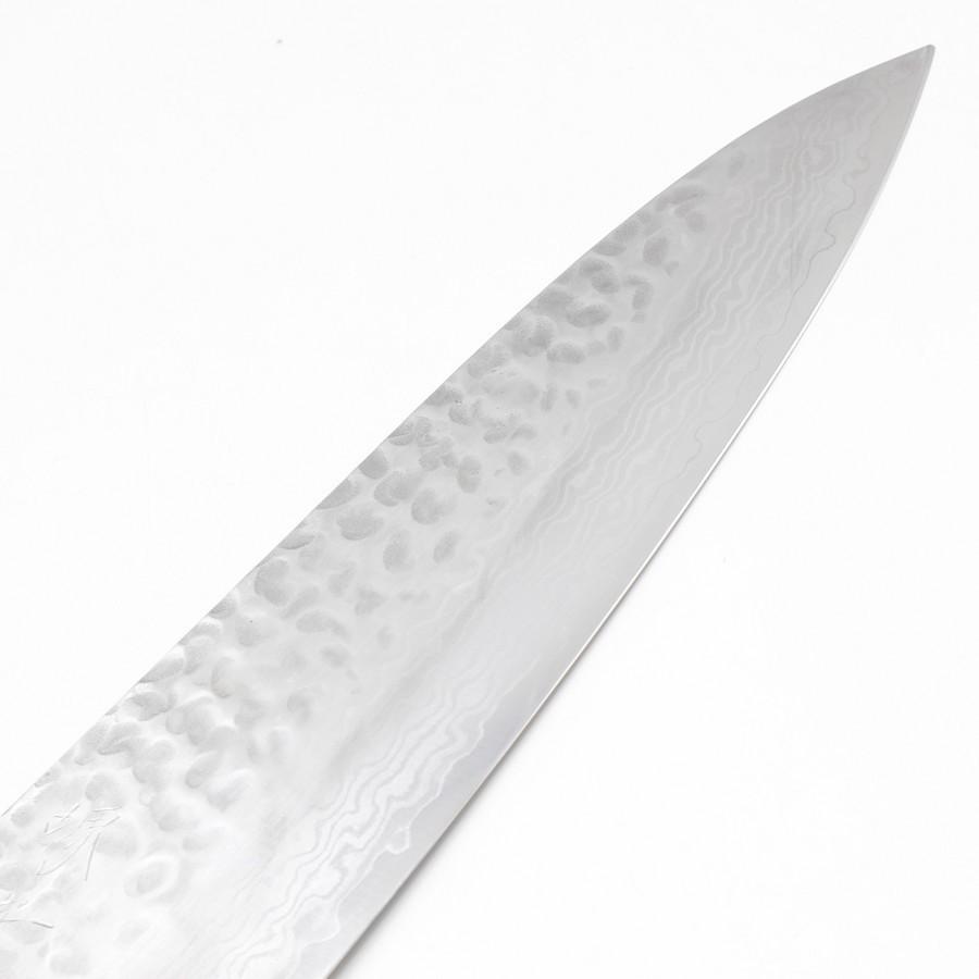 堺實光 ミルフィーユ 牛刀 槌目 割込 ダマスカス鋼 八寸 鍔付柄 刃渡り約240mm 洋包丁 |  | 04