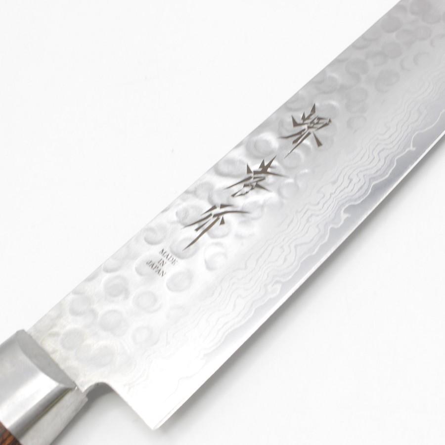 【美品】堺孝行 V金10号 17層ダマスカス鋼 筋引包丁 八寸 槌目 鍔付柄 刃渡り約240mm 洋包丁 |  | 03